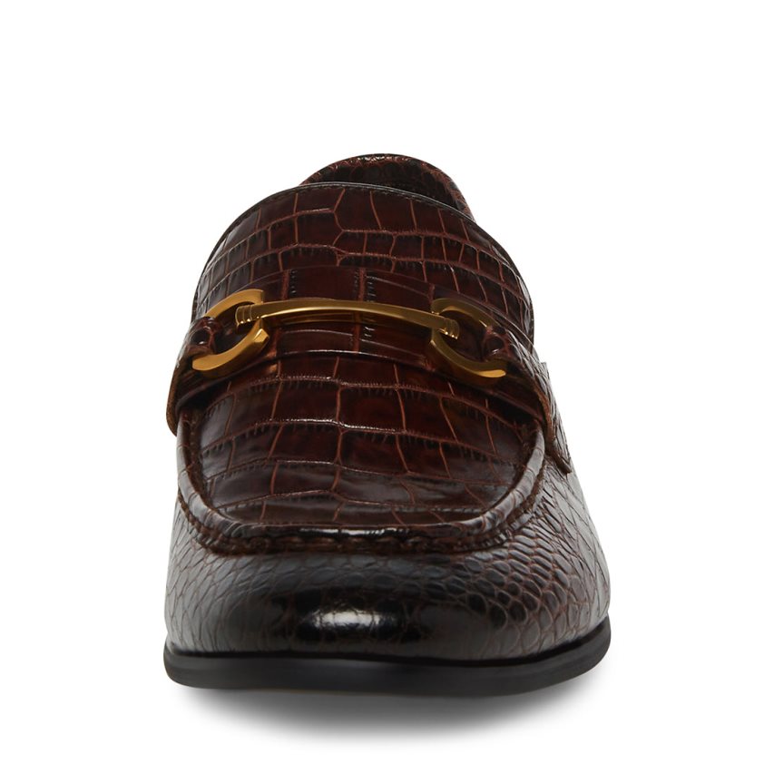 Dark Brown Steve Madden Philippe Crocodile Men's Loafers | PH 7194TZQ